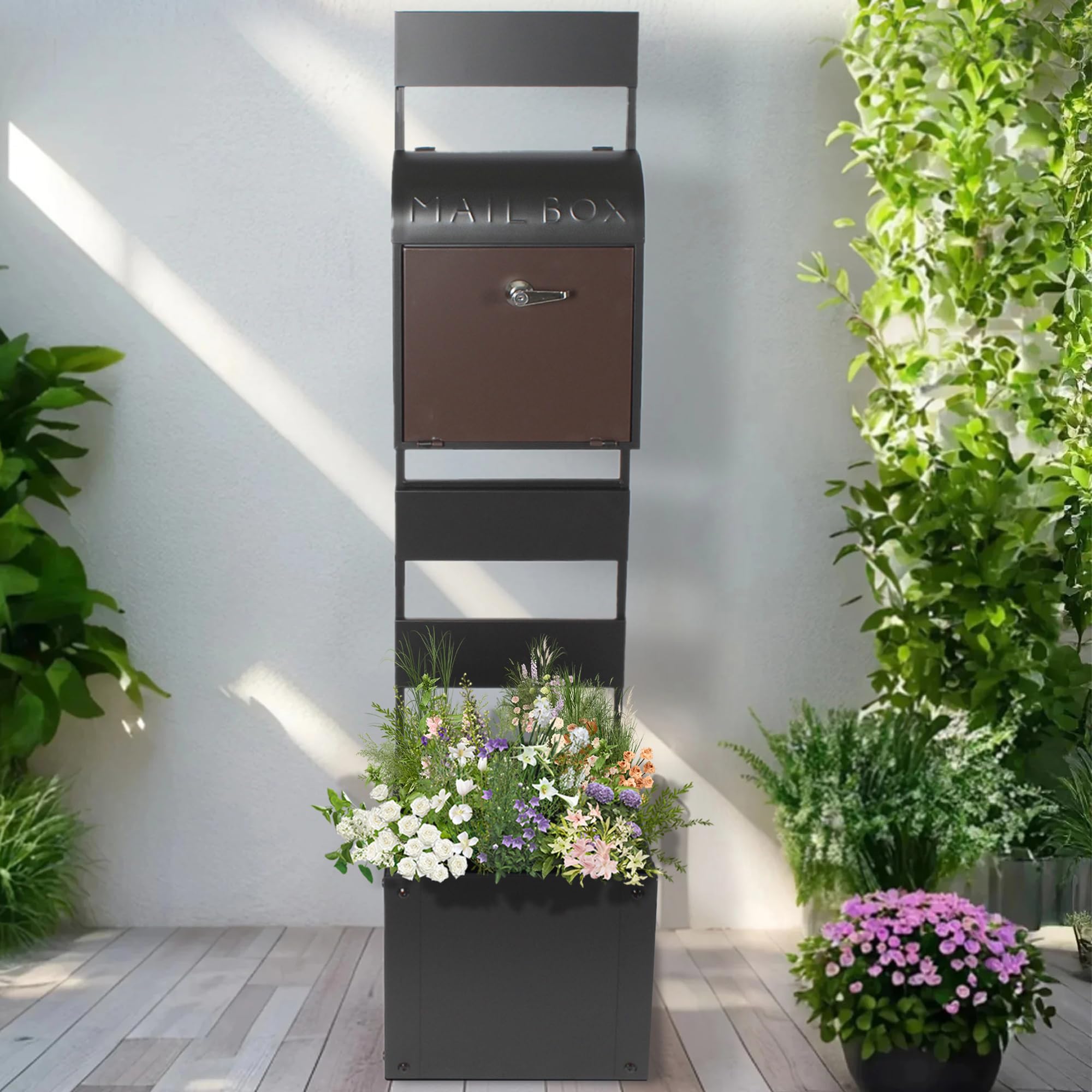 Amazon.co.jp: 宅配ボックス プランター付きポスト 置き型 スタンド